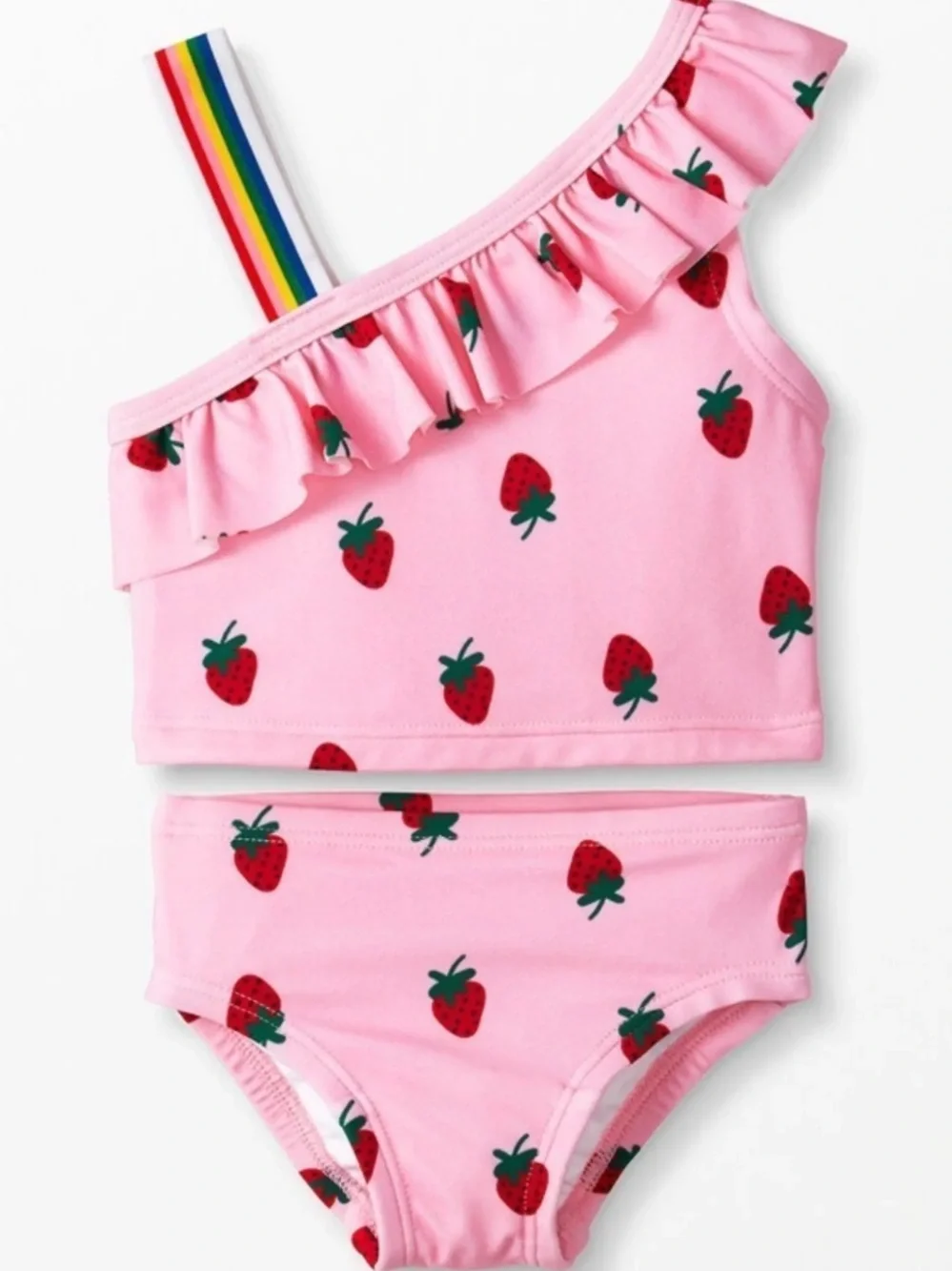 Hanna Andersson Strawberry One Shoulder swim suit 6-7 years